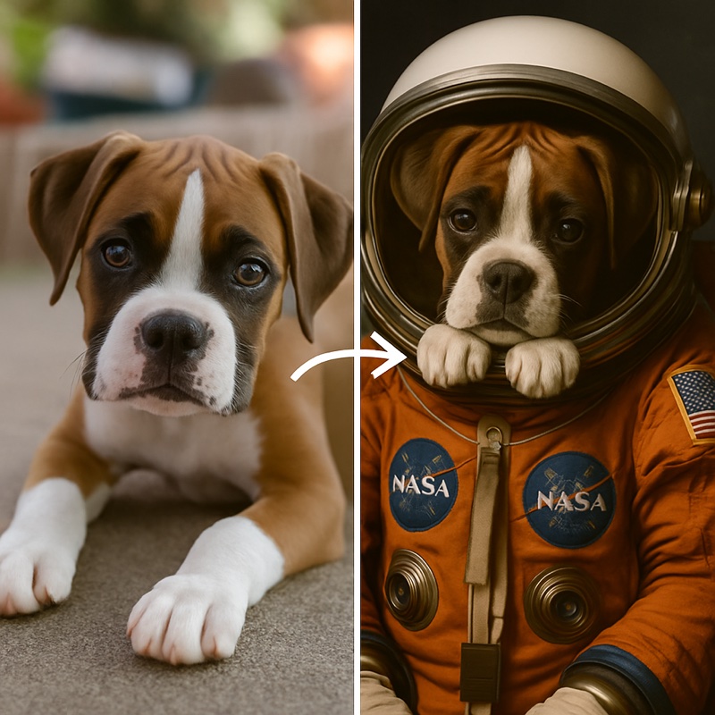 Dog to astronaut example created with PetPix